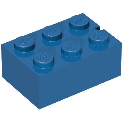 Brick 2 x 3 without Bottom Tubes, Slotted (with 1 slot) em Azul