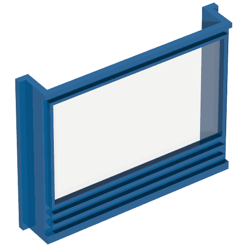 Window 1 x 6 x 4 Panorama with Glass for Slotted Bricks em Azul