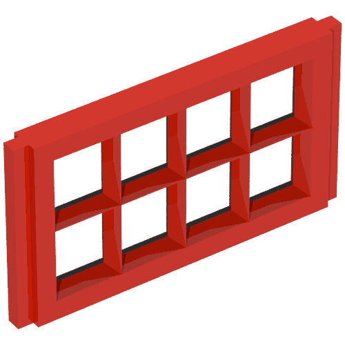 Window Pane 1 x 4 x 2 for Slotted Bricks em Vermelho vintage
