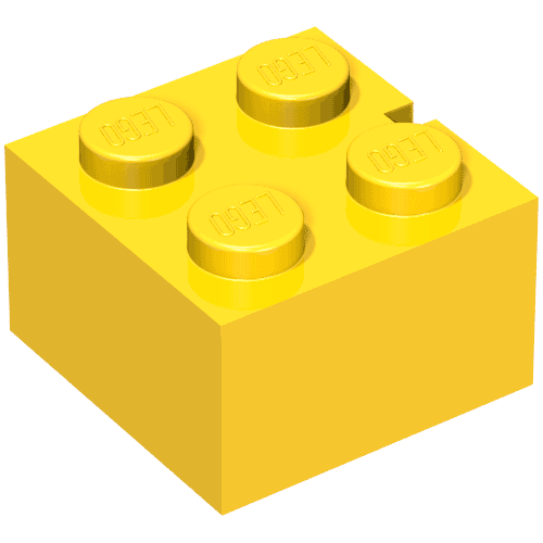 Brick 2 x 2 without Bottom Tubes, Slotted (with 1 slot) em Amarelo vintage