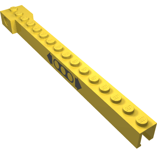 Crane Arm Outside, Narrow, 16 Studs with Black Moving Print