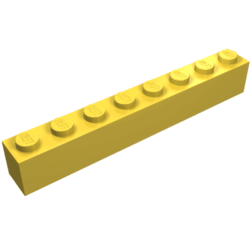 Brick 1 x 8 with Bottom Tubes and 3 Lowered Cross Supports em Amarelo
