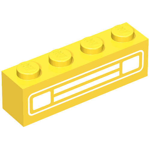 Brick 1 x 4 with Bottom Tubes, with Chrome Silver Car Grill Print