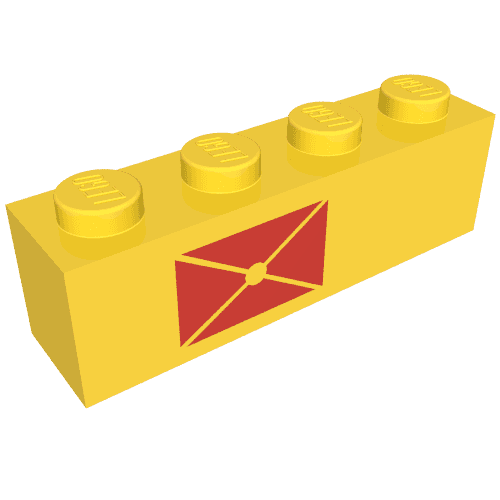 Brick 1 x 4 with Red Envelope Print, Left Side