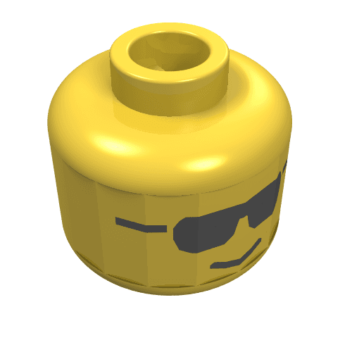 Minifig Head, Black Sunglasses and Standard Grin Print [Blocked Open Stud]