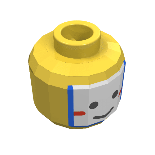 Minifig Head Islander King Kahuka, Face Paint with White and Blue War Paint Print [Blocked Open Stud]
