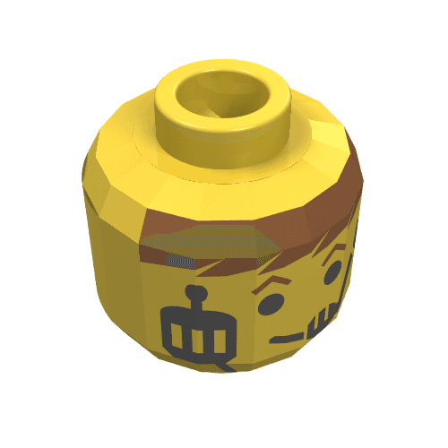 Minifig Head Rebel Pilot (Dutch Vander) / Aquanaut, Headset Over Smile, Red-Brown Hair & Eyebrows Print [Blocked Open Stud]
