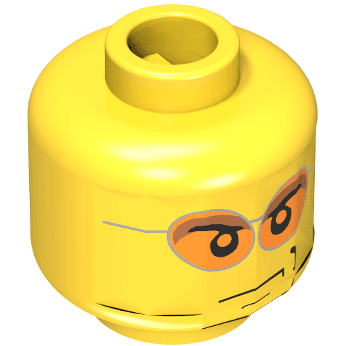 Minifig Head, Glasses with Orange Sunglasses and Smirk Print
