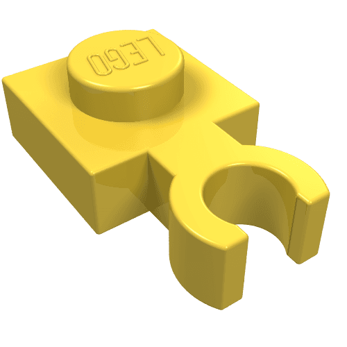 Plate Special 1 x 1 with Clip Vertical [Thin Open O Clip] em Amarelo