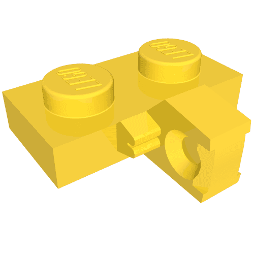 Hinge Plate 1 x 2 Locking with 1 Finger on Side, without Groove em Amarelo