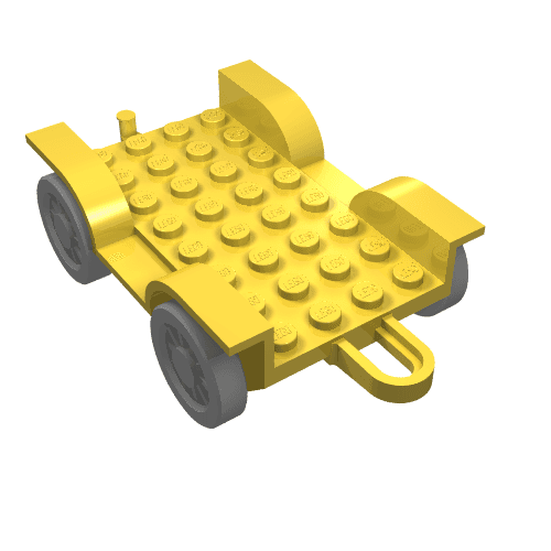 Fabuland, Vehicle Base, Car Chassis 8 x 6 with Hitch [Complete Assembly] em Amarelo