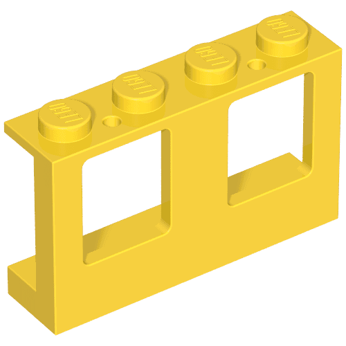 Window 1 x 4 x 2 Plane, Solid Studs em Amarelo