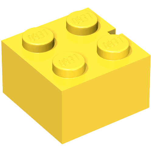 Brick 2 x 2 without Bottom Tubes, Slotted (with 1 slot) em Amarelo