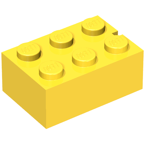 Brick 2 x 3 without Bottom Tubes, Slotted (with 1 slot) em Amarelo