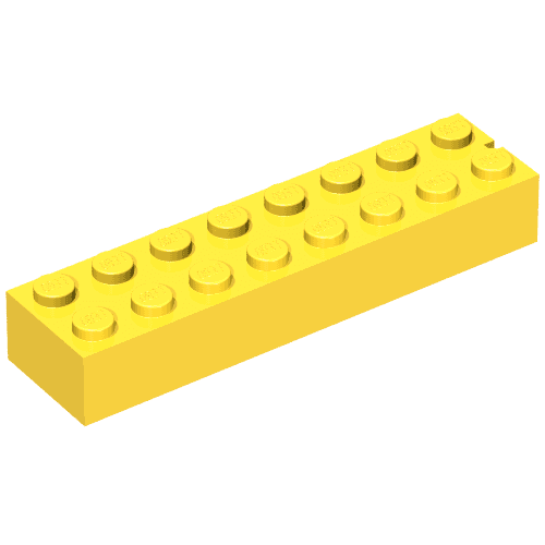 Brick 2 x 8 without Bottom Tubes, 1 End Slot em Amarelo