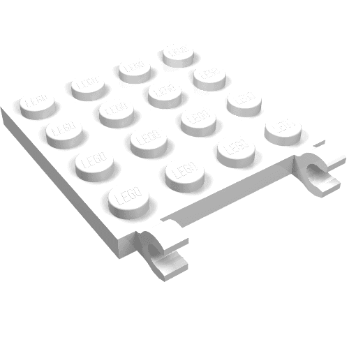 Plate Special 4 x 4 with Clips Horizontal (thick open O clips) em Branco
