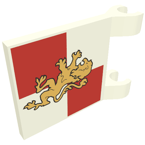 Flag 2 x 2 Square with Gold Lion on Red and White Quarters Background Print