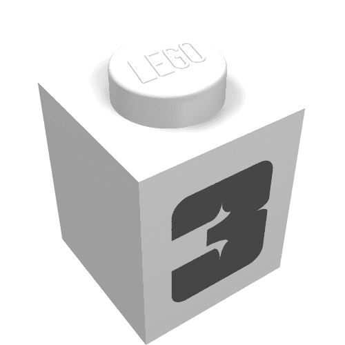 Brick 1 x 1 with Thick Bold Black '3' Print