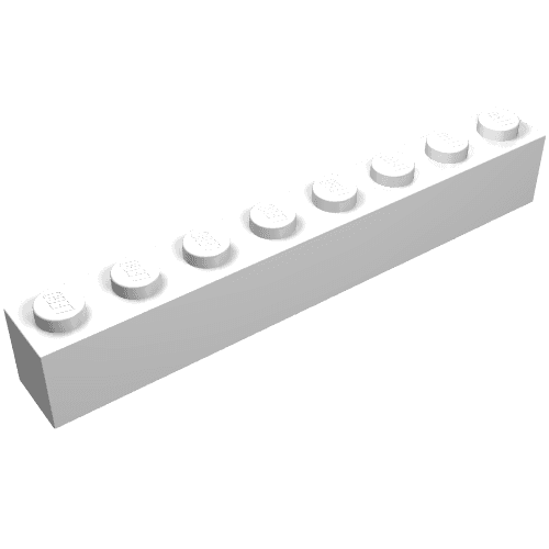 Brick 1 x 8 with Bottom Tubes and 3 Lowered Cross Supports em Branco