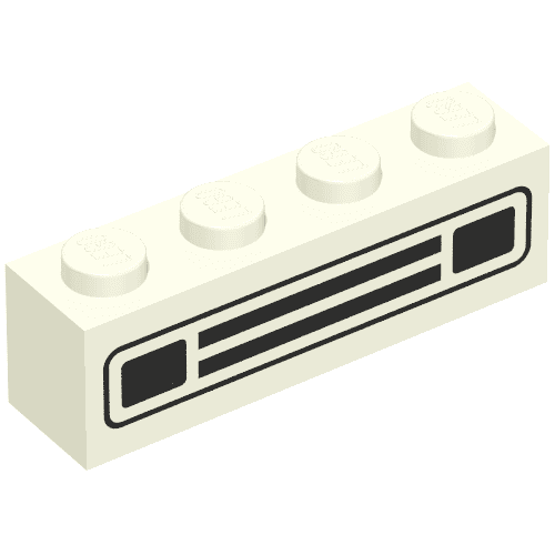 Brick 1 x 4 with Black Car Grill Print