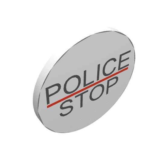 Road Sign Clip-on 2 x 2 Round with "POLICE" and "STOP" Print