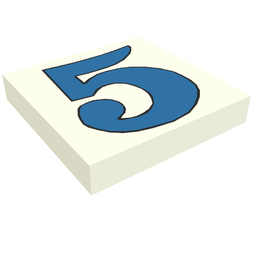 Tile 2 x 2 with Number 5 Blue Print