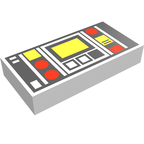 Tile 1 x 2 with Red and Yellow Control Panel Print (Original)