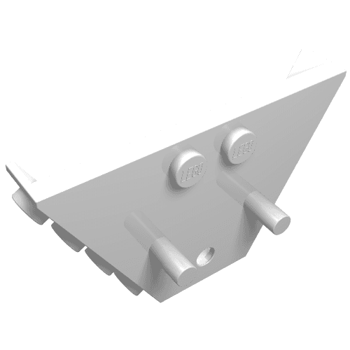 Panel, Trapezoid, Tipper End Flat with Pins, 1 x 2 Anti-studs em Branco