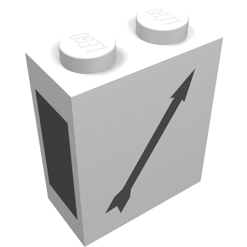 Brick 1 x 2 x 2 with Train Point Right Print