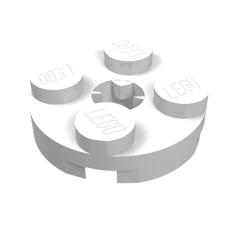 Plate Round 2 x 2 with Axle Hole Type 2 (X Opening) em Branco