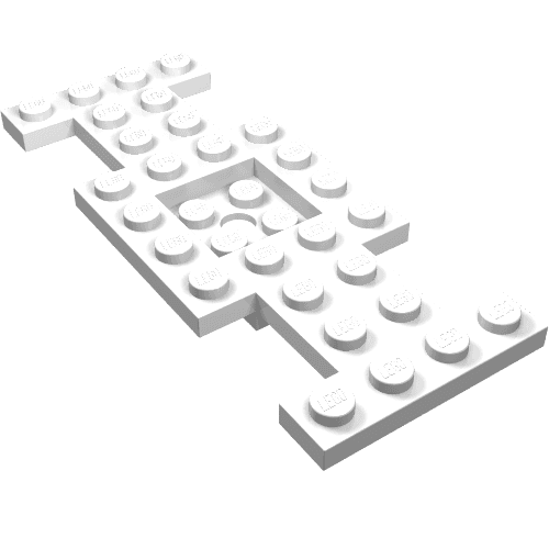 Vehicle Base 4 x 10 x 2/3 with 2 x 2 Recessed Center with Center Hole, 1 x 2 Cutouts (Early Version) em Branco