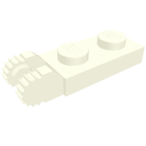 Hinge Plate 1 x 2 Locking with 2 Fingers On End, without Groove, 9 Teeth em Branco