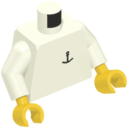 Torso, Boat Anchor Logo Print, White Arms, Yellow Hands