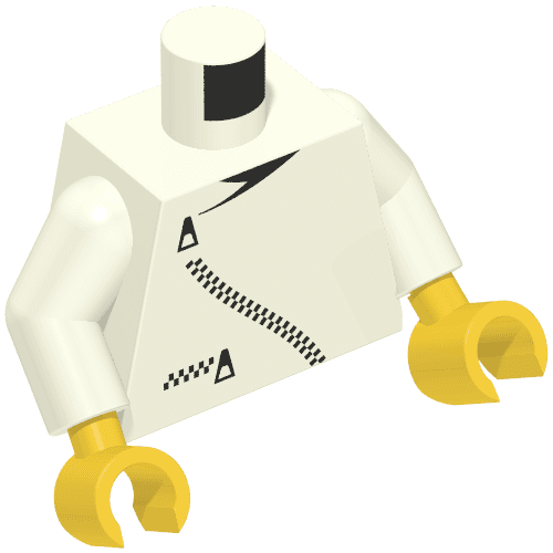 Torso, Jacket, Zipper Curved, and Pocket Print, White Arms, Yellow Hands