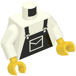 Torso, Overalls Black Print, White Arms, Yellow Hands