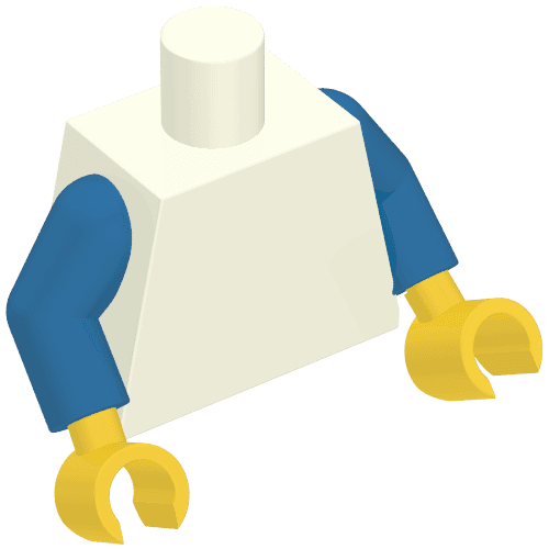 Torso, 'PEOPLE'S SQUARE 2 YEAR ANNIVERSARY' / LEGO Logo Back Print, White Arms, Yellow Hands