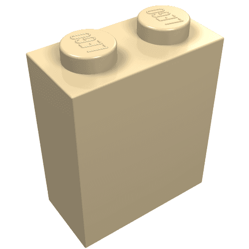 Brick 1 x 2 x 2 with Inside Axle Holder em Bege