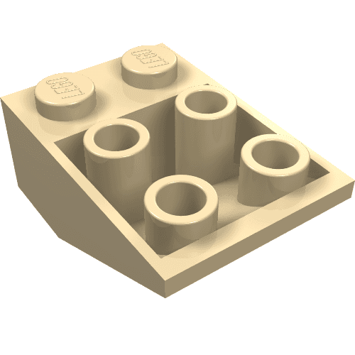 Brick Sloped Inverted 33° 3 x 2, No Connections between Studs, Ovoid Bottom Pin em Bege