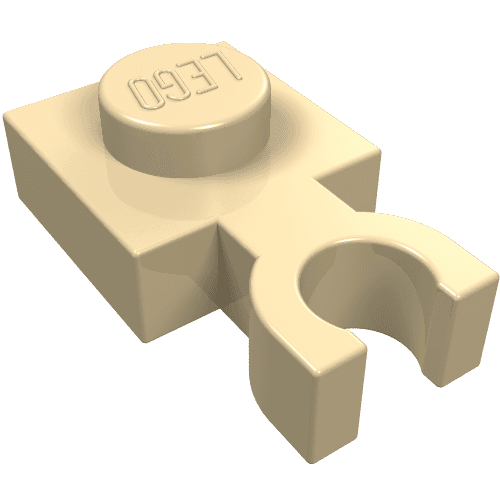 Plate Special 1 x 1 with Clip Vertical [Thin U Clip] em Bege