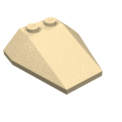 Brick Wedged, Sloped 4 x 4 Triple, No Stud Notches em Bege