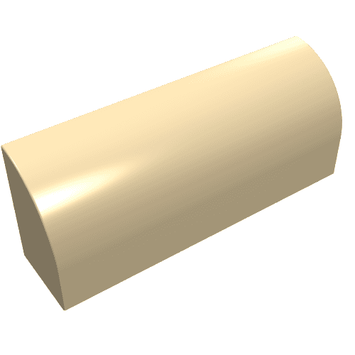 Brick Curved 1 x 4 x 1 1/3 No Studs, Lowered Inside Support em Bege