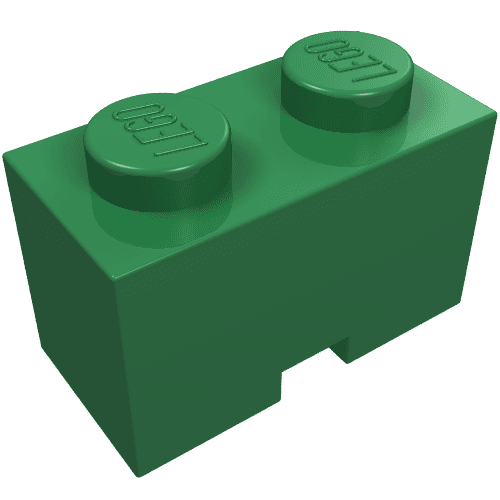 Brick Special 1 x 2 with Cable Holding Square Cutout em Verde
