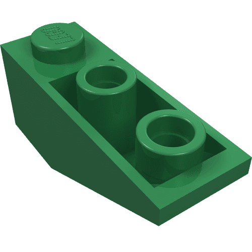 Brick Sloped Inverted 34° 3 x 1 with Internal Stopper em Verde