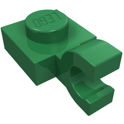 Plate Special 1 x 1 with Clip Horizontal [Thick U Clip] em Verde