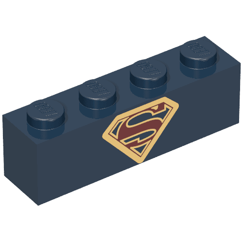 Brick 1 x 4 with Gold and Dark Red Superman Logo Print (Supergirl)