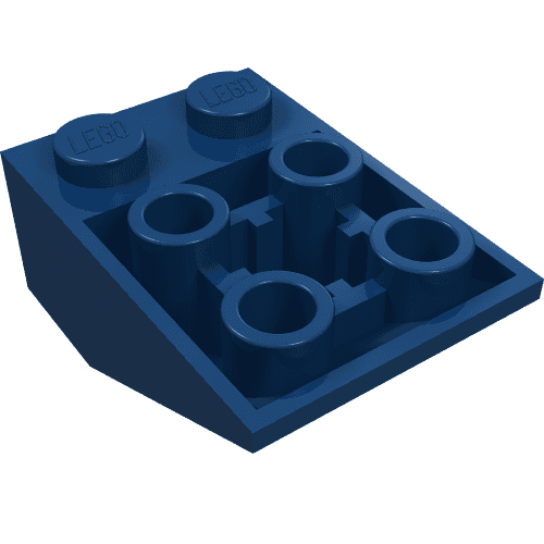 Brick Sloped Inverted 33° 3 x 2, Connections between Studs, Ovoid Bottom Pin em Azul escuro