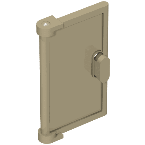 Door 1 x 2 x 3 with Vertical Handle, Round Handle Holes on Back em Bege escuro