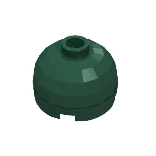 Brick Round 2 x 2 Dome Top, Blocked Open Stud, Bottom Axle Holder em Verde escuro