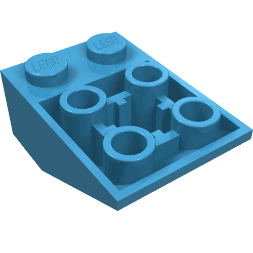 Brick Sloped Inverted 33° 3 x 2, Connections between Studs, Ovoid Bottom Pin em Azul Maersk