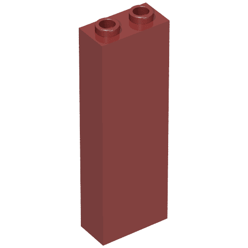 Brick 1 x 2 x 5 with Blocked Open Studs and Bottom Stud Holder with Asymmetric Ridges em Vermelho escuro
